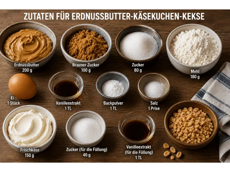 Rezept für Erdnussbutter-Käsekuchen-Kekse mit cremiger Frischkäsefüllung und weicher Cookie-Textur