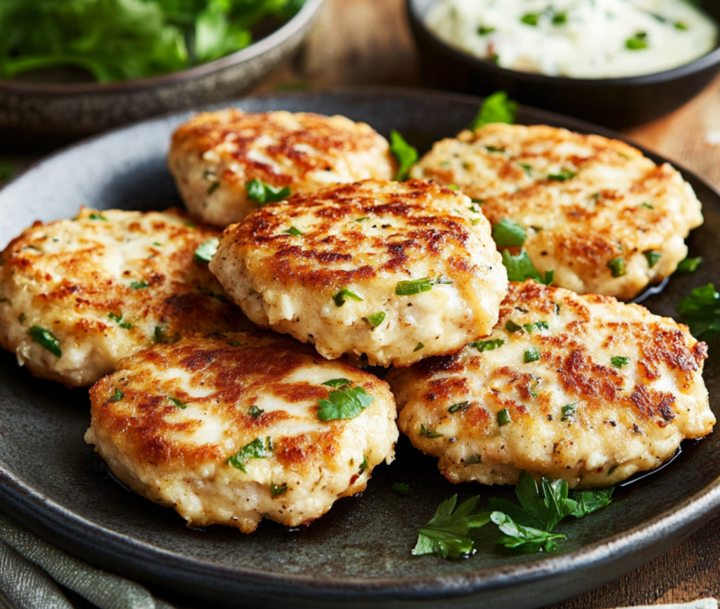 Cheesy Chicken Fritters with Golden Crispy Edges