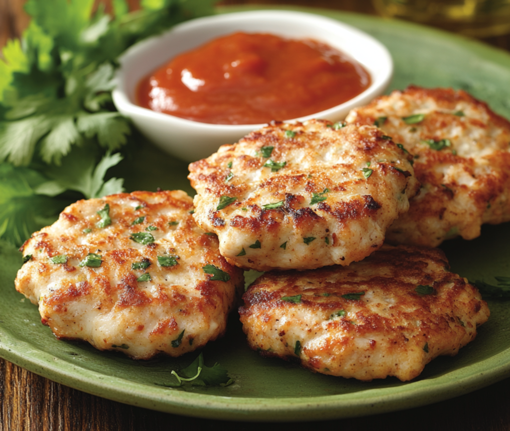 Cheesy Chicken Fritters with Golden Crispy Edges