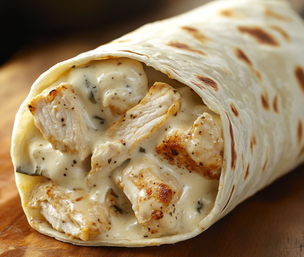 Creamy Chicken Alfredo Wraps on a Plate