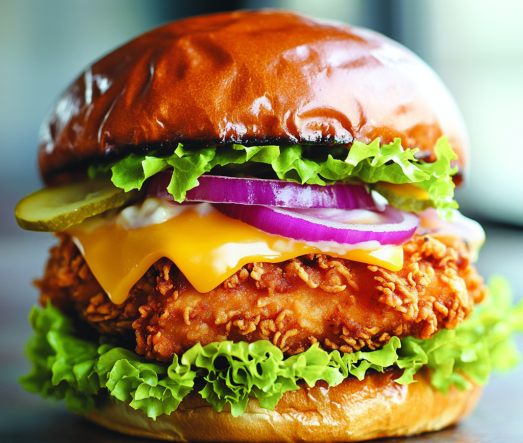 Crispy Chicken Burger with Fresh Toppings