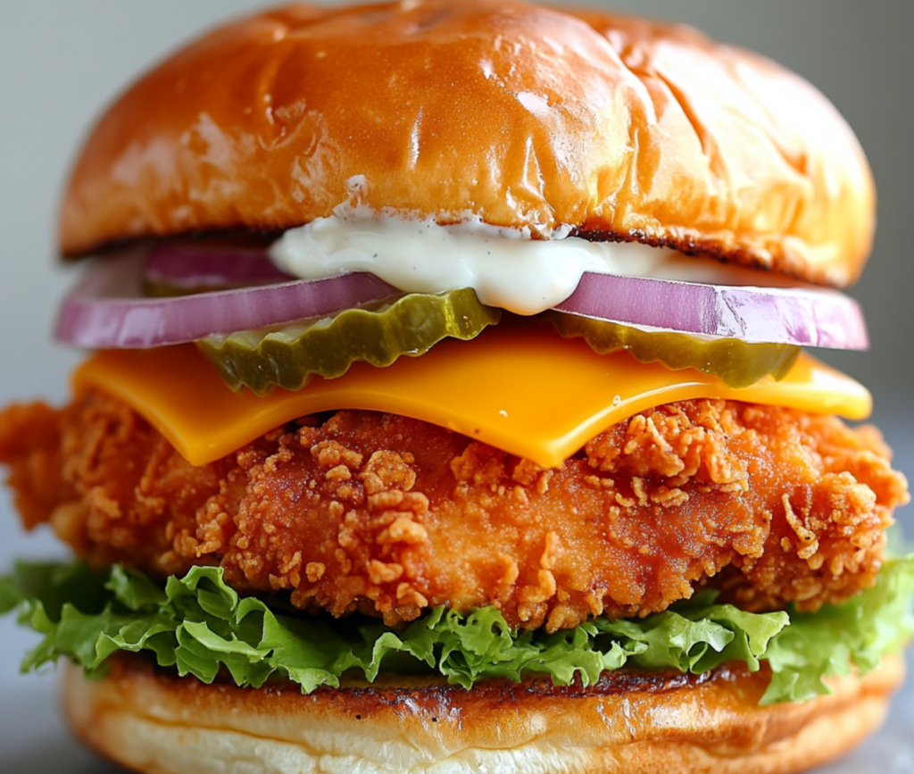 Crispy Chicken Burger with Fresh Toppings