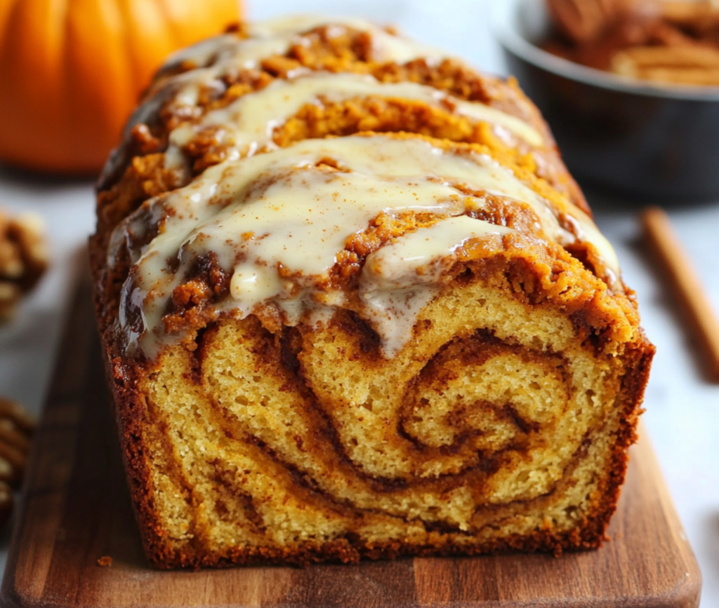 Freshly Baked Pumpkin Cinnamon Swirl Bread