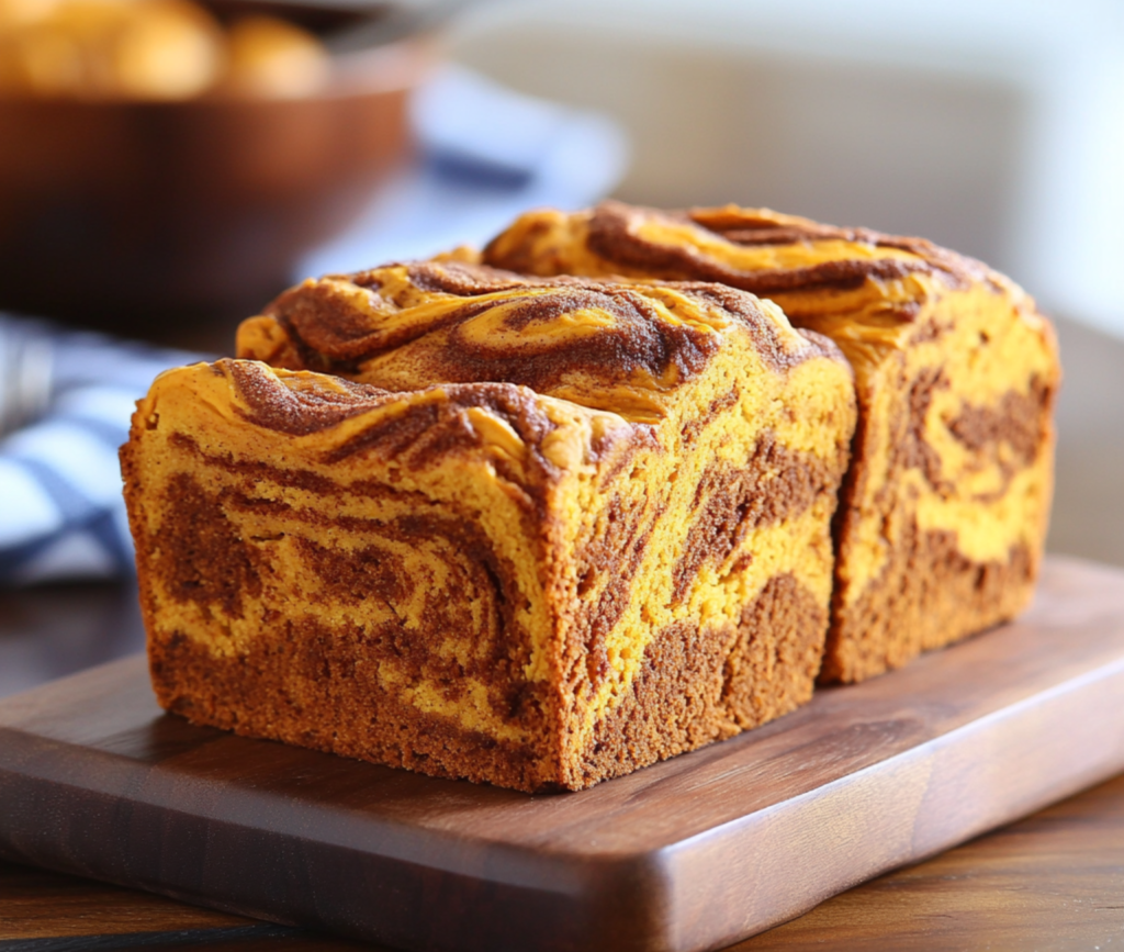 Freshly Baked Pumpkin Cinnamon Swirl Bread