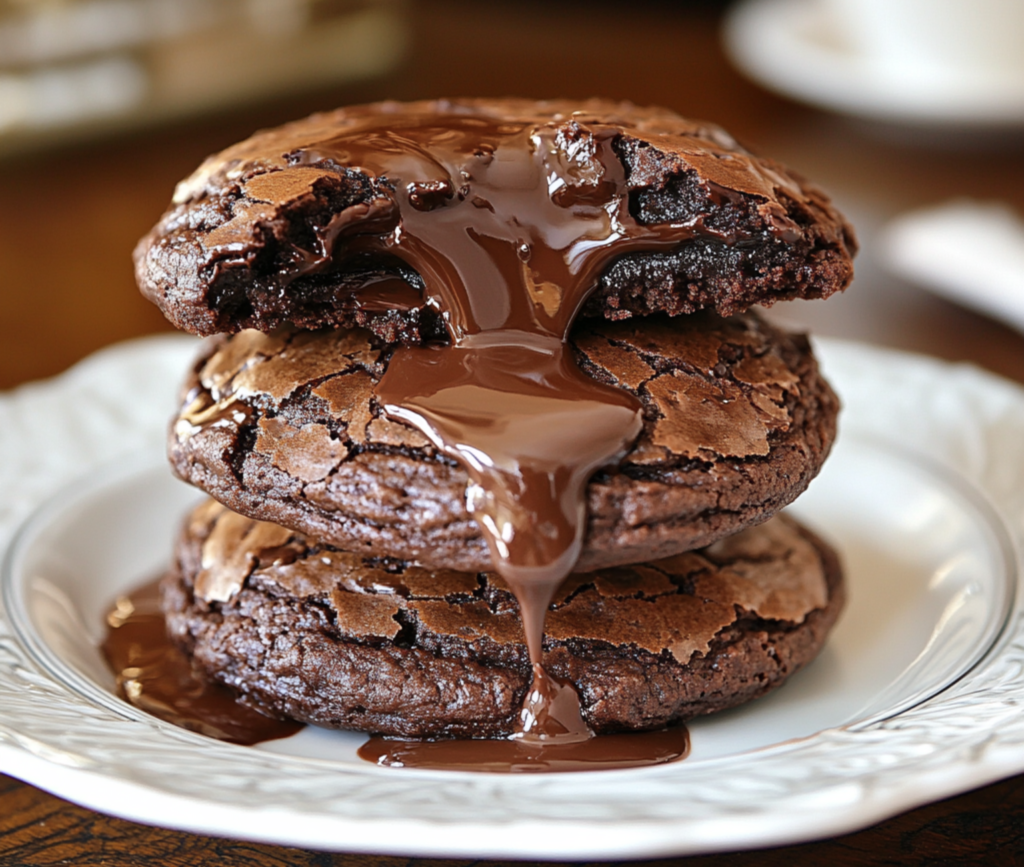 Gooey Chocolate Lava Brownie Cookies Fresh from the Oven