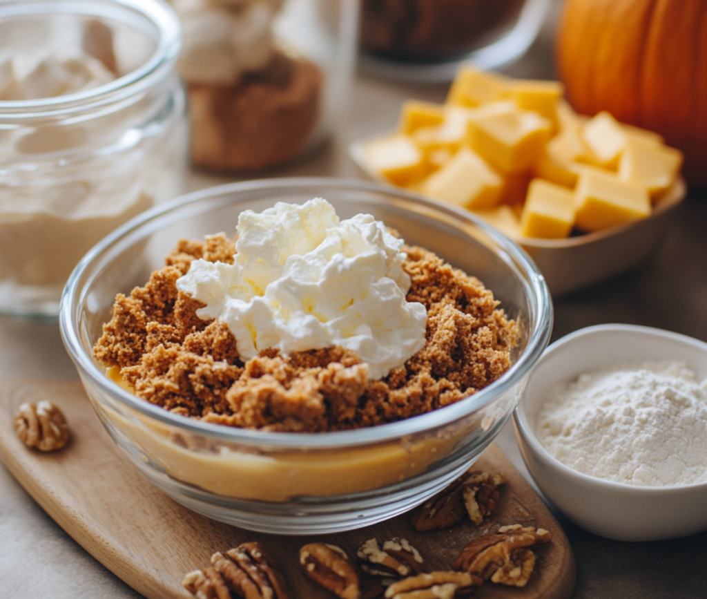 Layered Pumpkin Dessert with Creamy Toppings