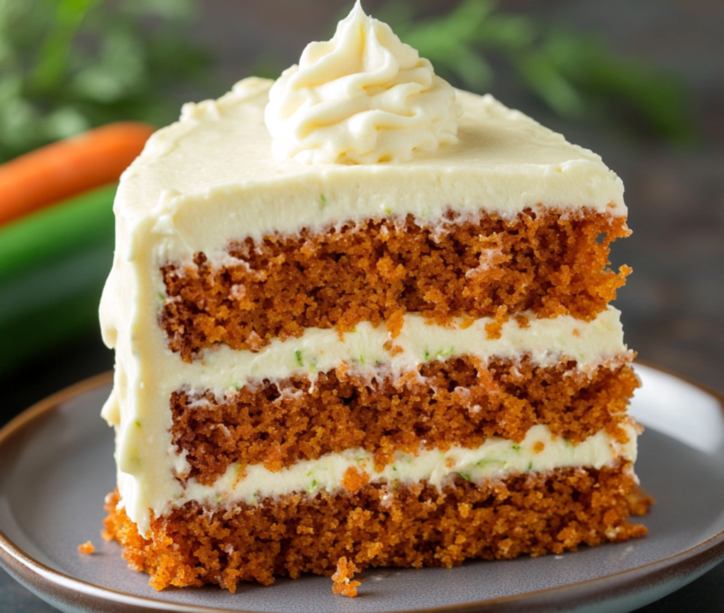 Moist Carrot Zucchini Cake with Cream Cheese Frosting