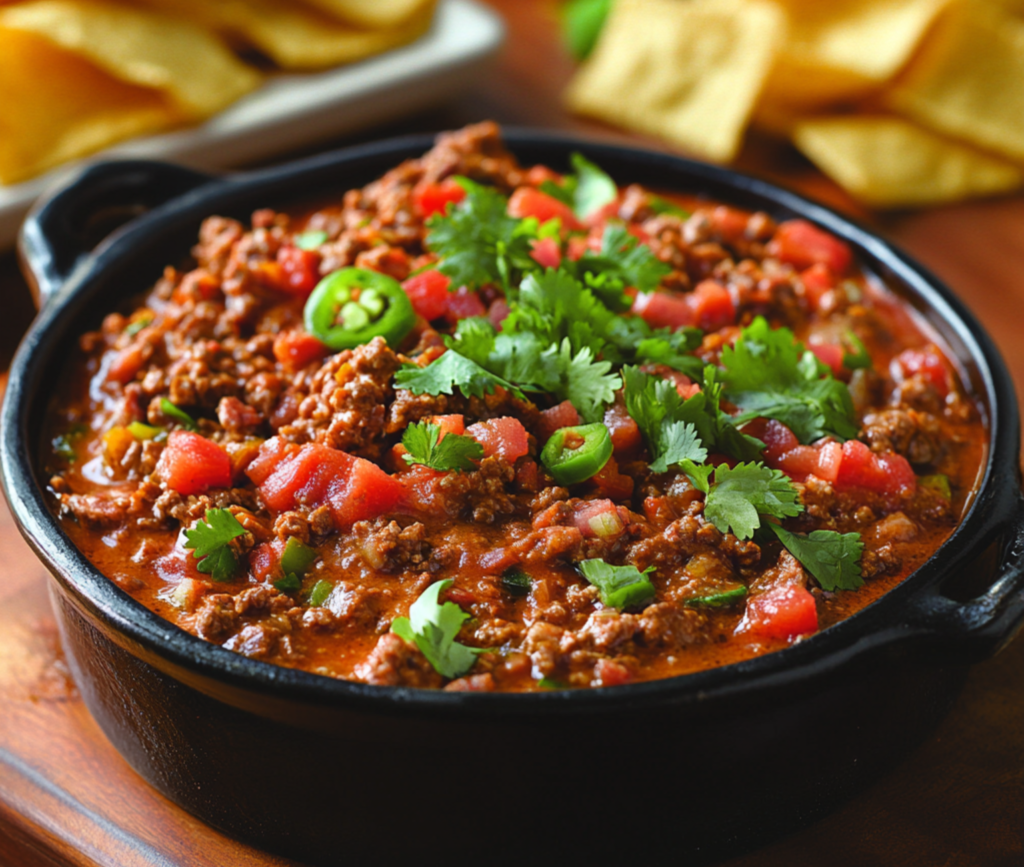 Spicy Cowboy Queso Dip in a Skillet