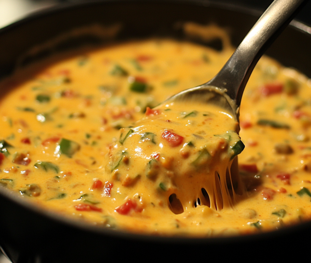 Spicy Cowboy Queso Dip in a Skillet