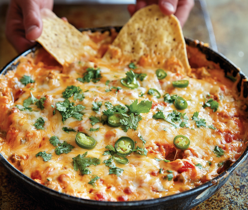 Spicy Cowboy Queso Dip in a Skillet