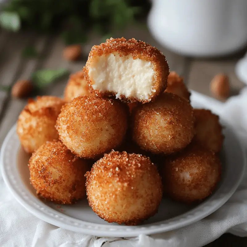 Crispy Cinnamon Cheesecake Bites Ready to Serve