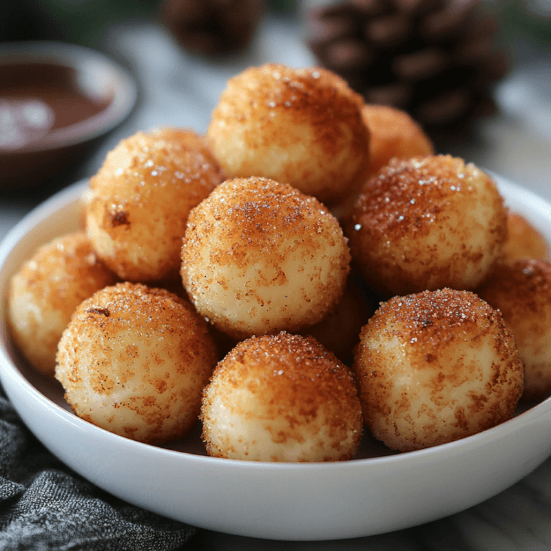 Crispy Cinnamon Cheesecake Bites Ready to Serve