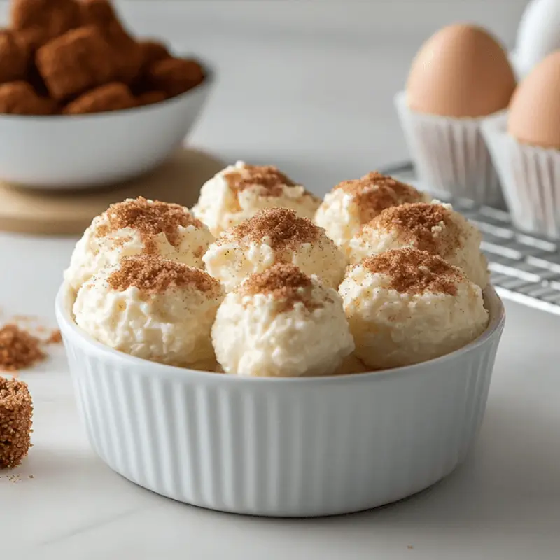 Crispy Cinnamon Cheesecake Bites Ready to Serve