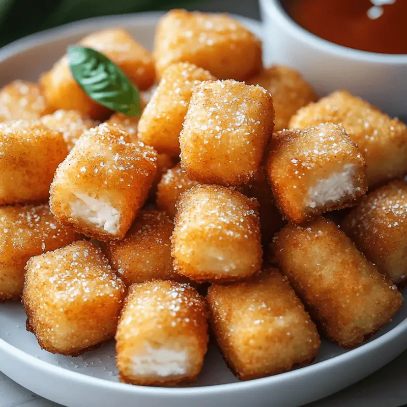 Crispy Cinnamon Cheesecake Bites Ready to Serve