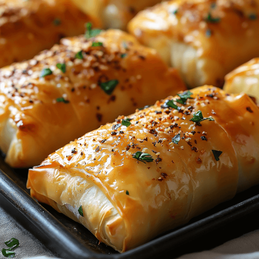 Golden Oven Fried Feta Rolls with Chili Honey Drizzle