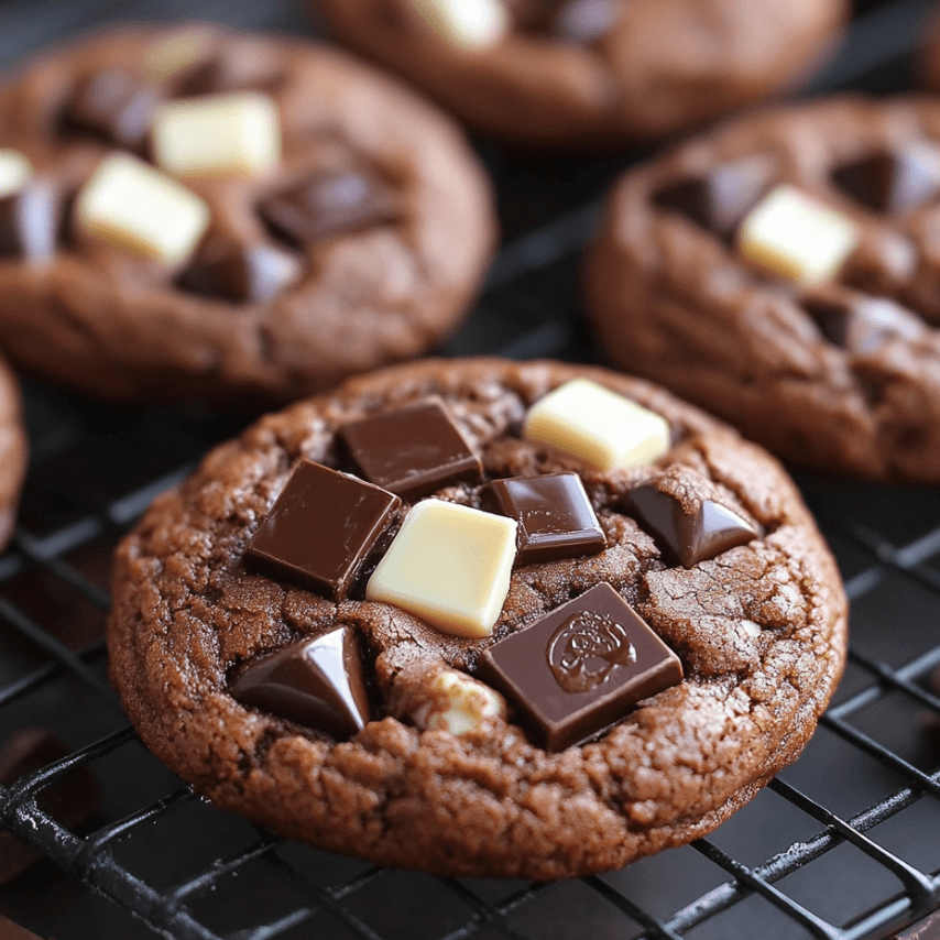 Triple Chocolate Peanut Butter Cookies - A Close-Up Delight