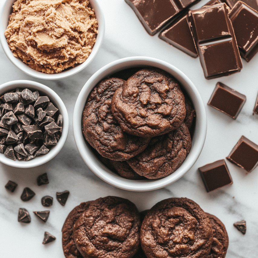 Triple Chocolate Peanut Butter Cookies - A Close-Up Delight