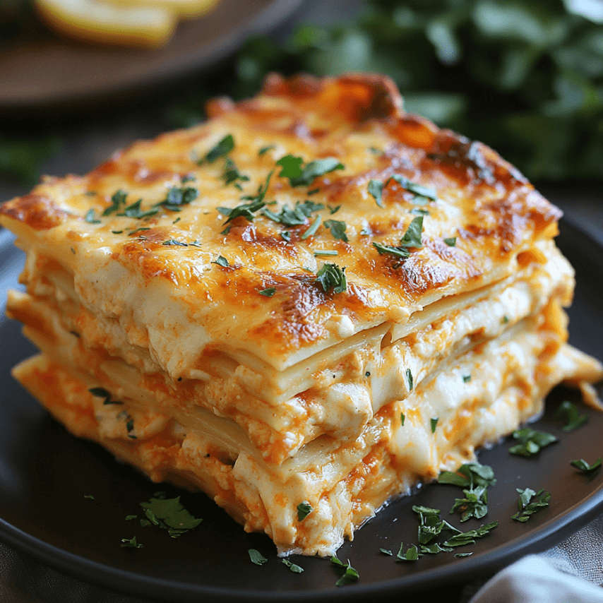 Buffalo Chicken Alfredo Lasagna Recipe - Cheesy & Spicy Delight