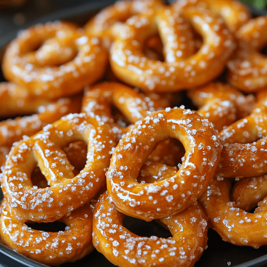 Golden Maple Pretzel Bites on a Baking Tray