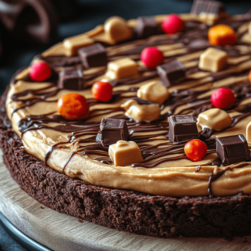 Peanut Butter Brownie Pizza with Toppings