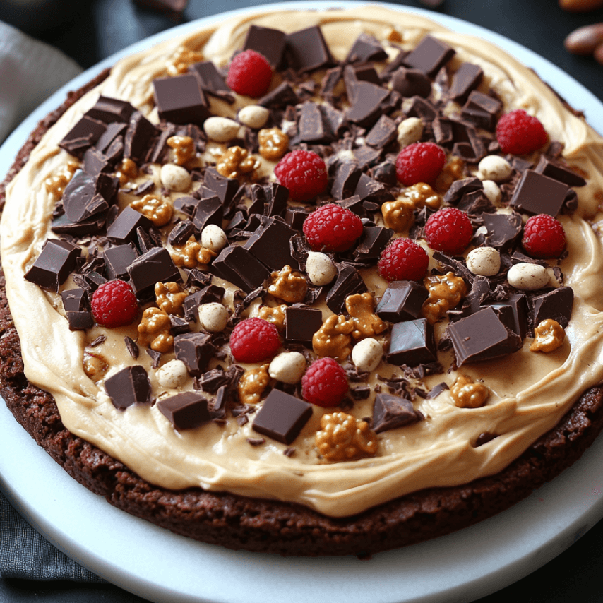 Peanut Butter Brownie Pizza with Toppings