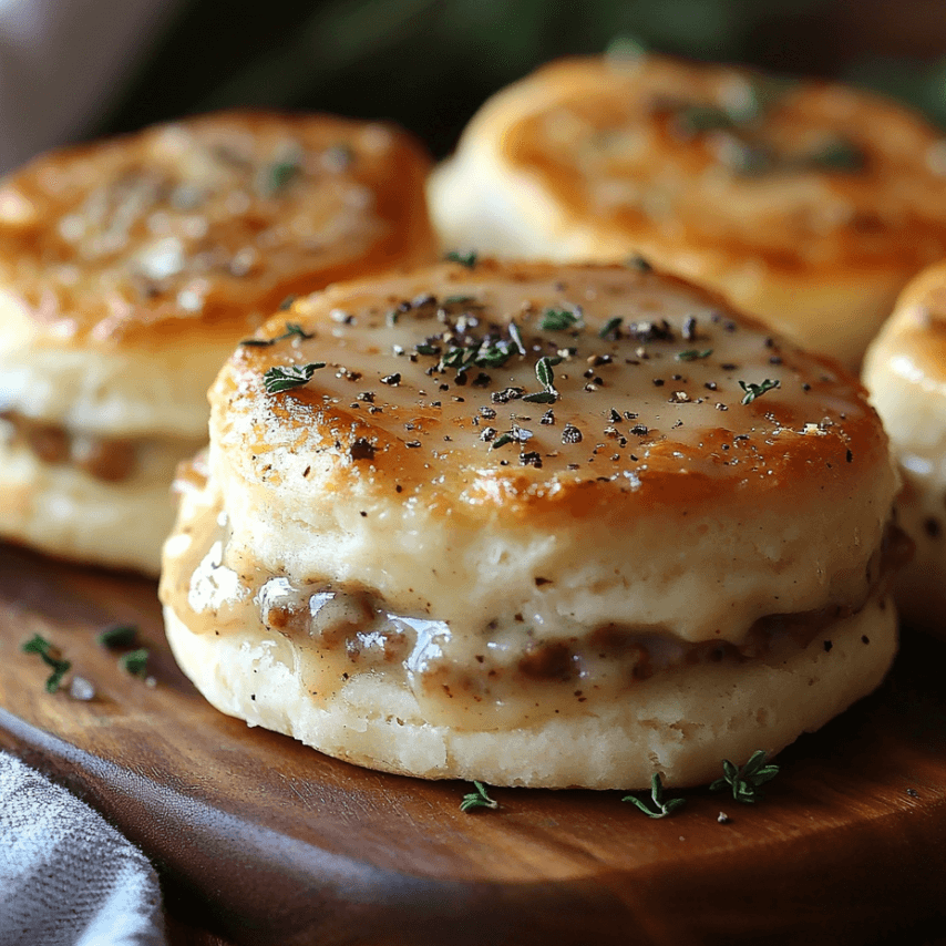 Fluffy Southern Biscuits with Creamy Sausage Gravy