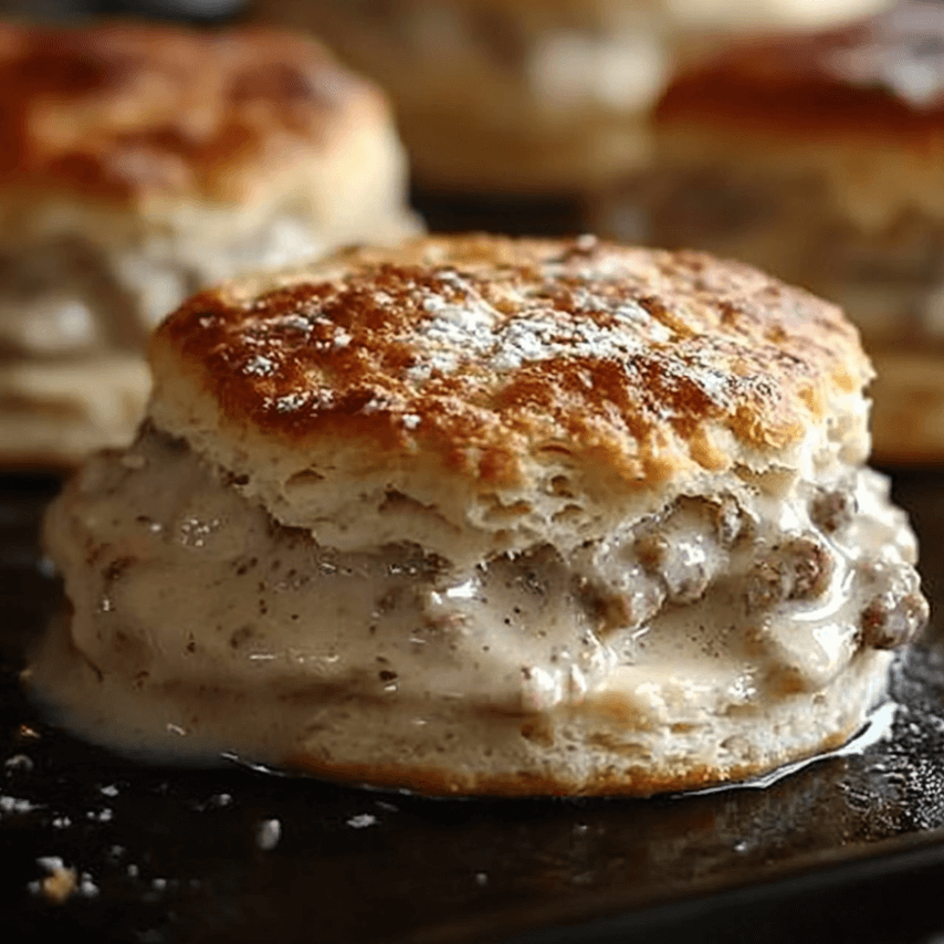 Fluffy Southern Biscuits with Creamy Sausage Gravy