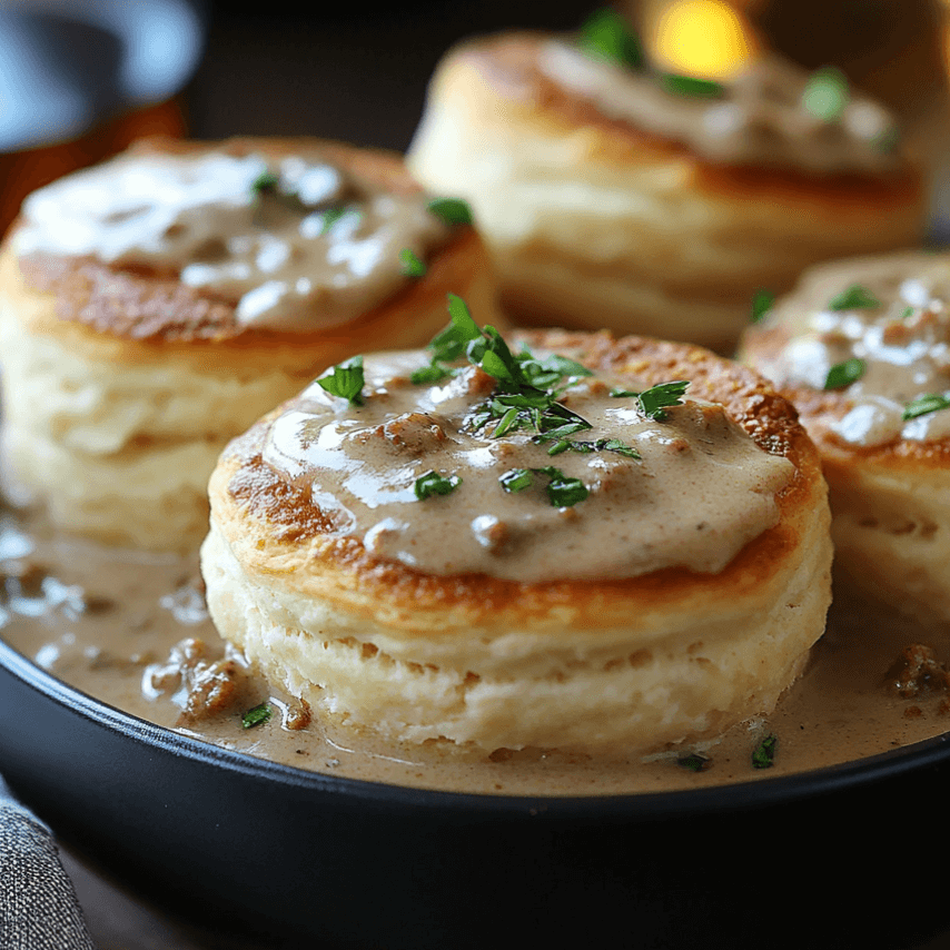 Fluffy Southern Biscuits with Creamy Sausage Gravy