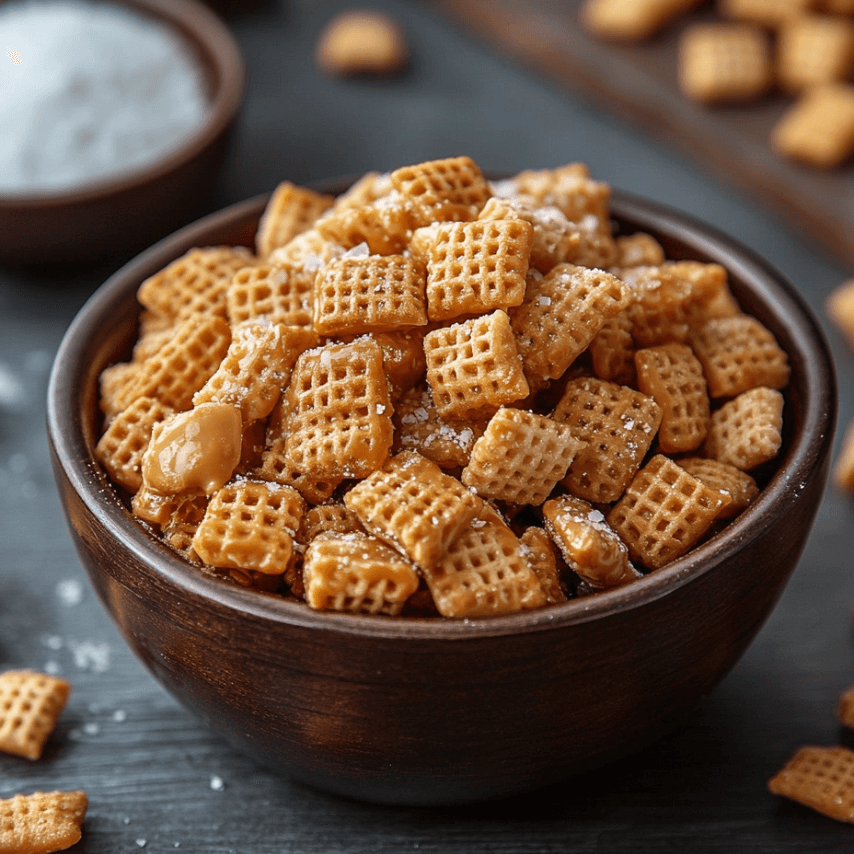 Salted Caramel Muddy Buddies: A Sweet & Salty Delight