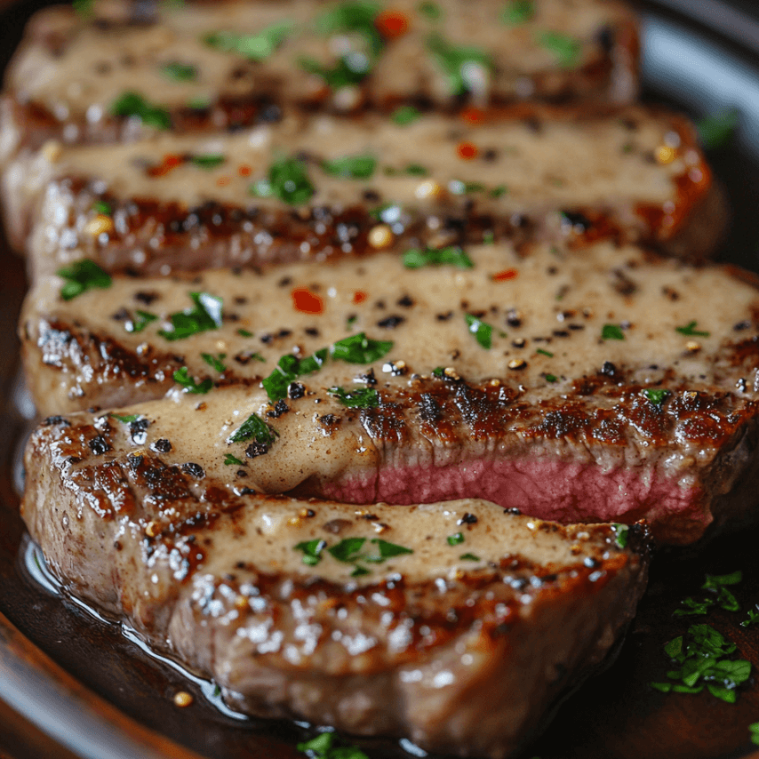 Creamy Garlic Steak Served with Parmesan Sauce