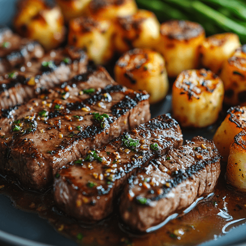 Creamy Garlic Steak Served with Parmesan Sauce