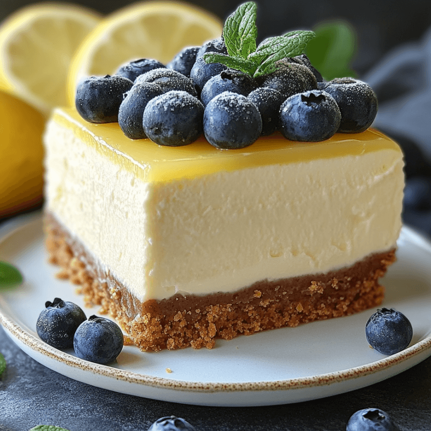 Creamy Lemon Blueberry Cheesecake with Fresh Blueberries