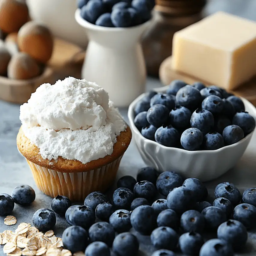 Freshly Baked Blueberry Streusel Muffins with Crunchy Topping