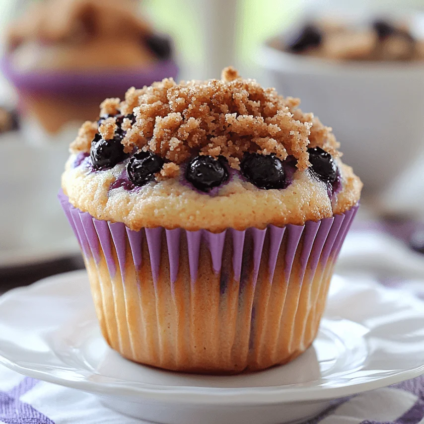 Freshly Baked Blueberry Streusel Muffins with Crunchy Topping
