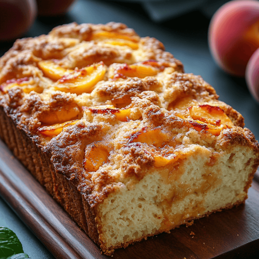 Freshly Baked Peach Cobbler Loaf