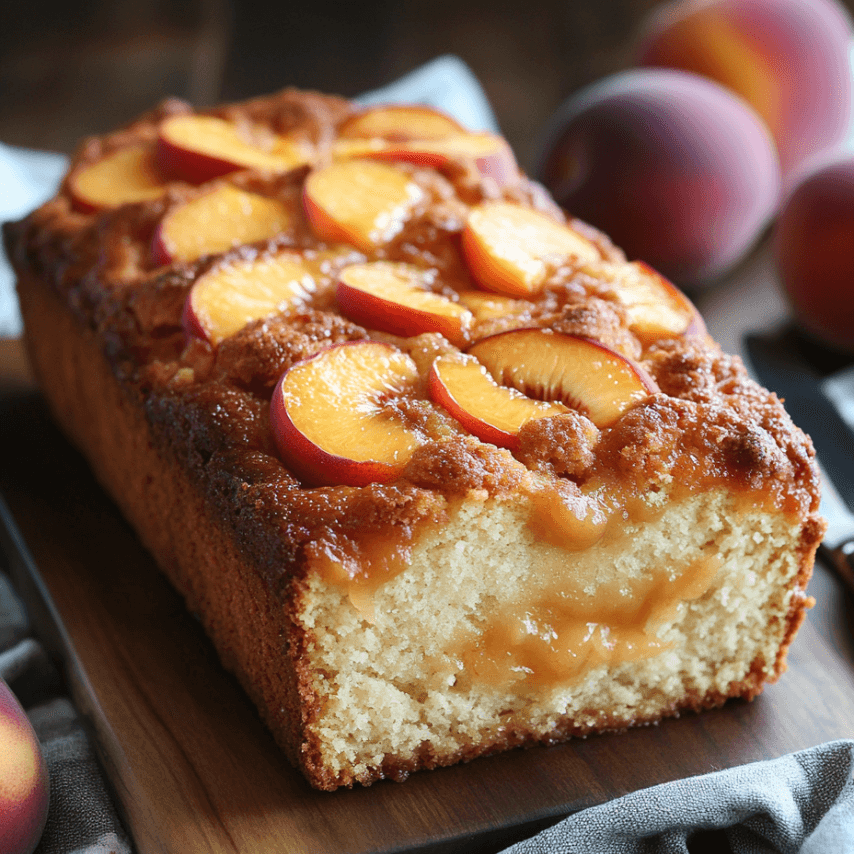 Freshly Baked Peach Cobbler Loaf