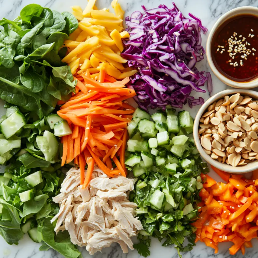 Asian Chicken Crunch Salad Bowl with Sesame Dressing