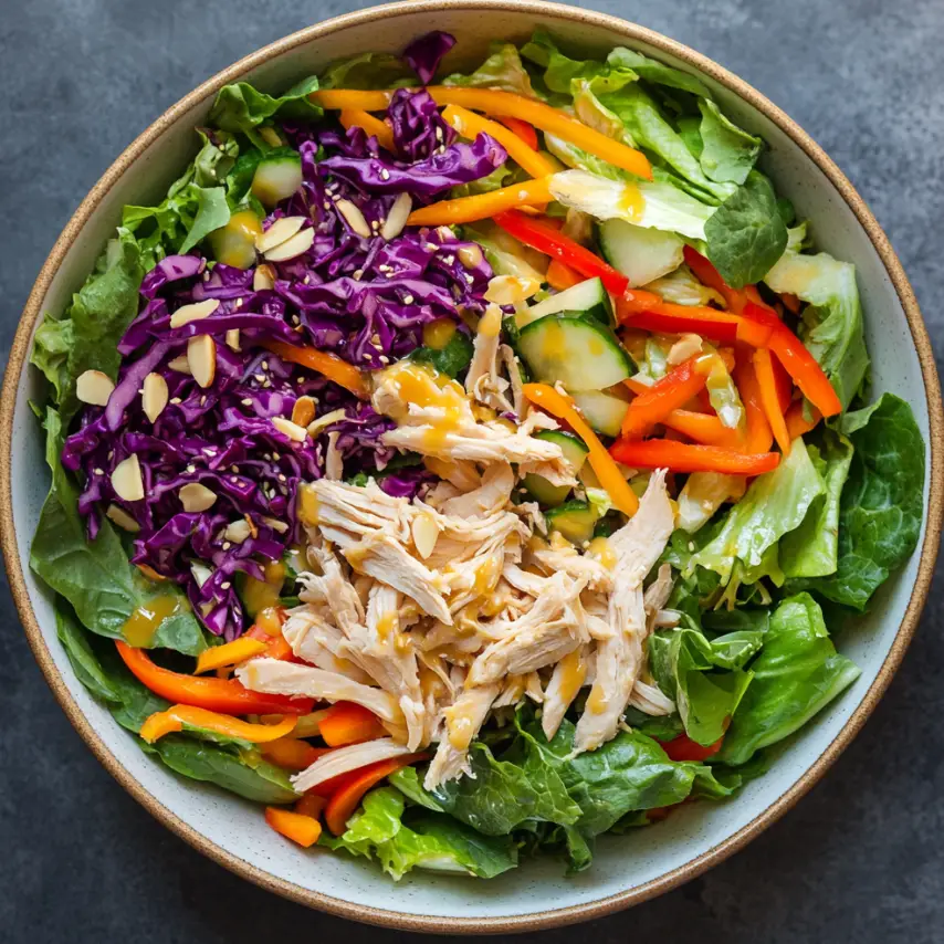 Asian Chicken Crunch Salad Bowl with Sesame Dressing