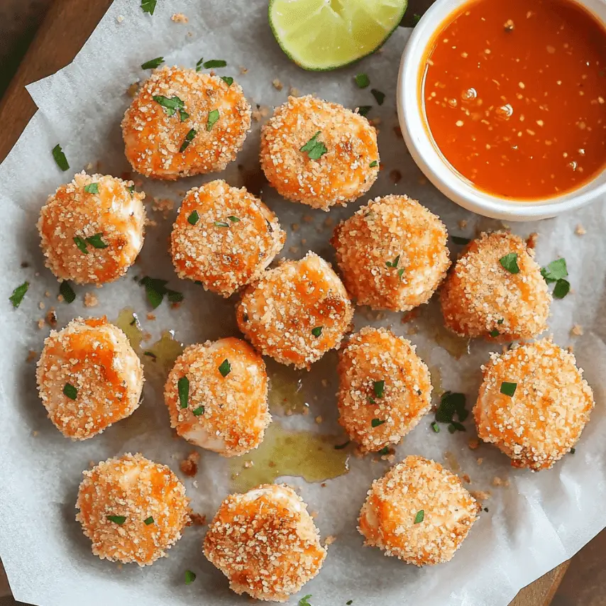 Bang Bang Salmon Bites Served with Creamy Sauce