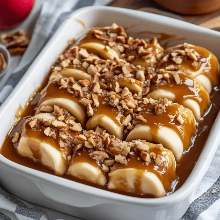 Caramel Apple Cinnamon Roll Dump Cake Fresh from the Oven