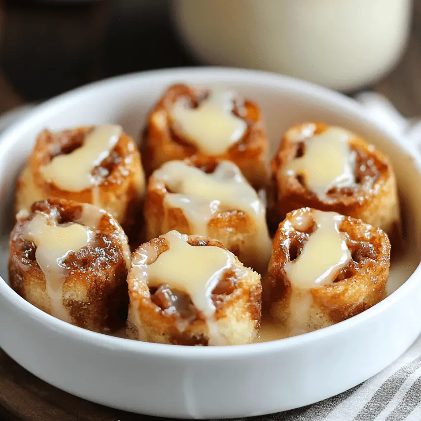 Cinnamon Roll French Toast Bites on a Serving Plate
