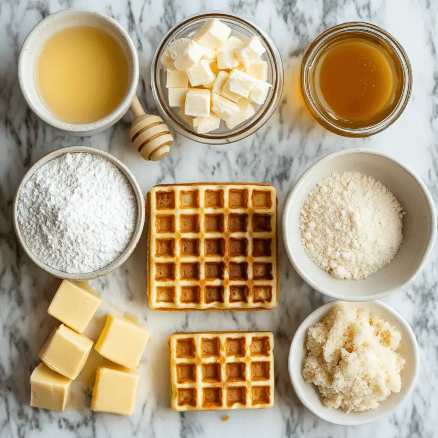 Cornbread Waffle Bites with Honey Butter Drizzle