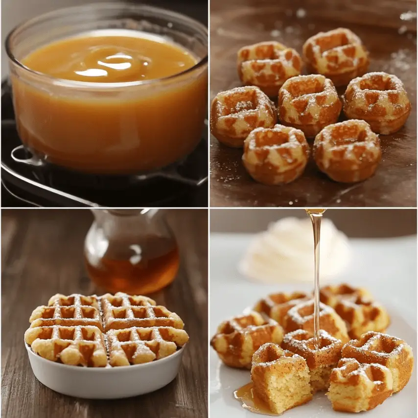 Cornbread Waffle Bites with Honey Butter Drizzle