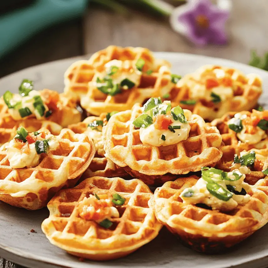 Cornbread Waffle Bites with Honey Butter Drizzle