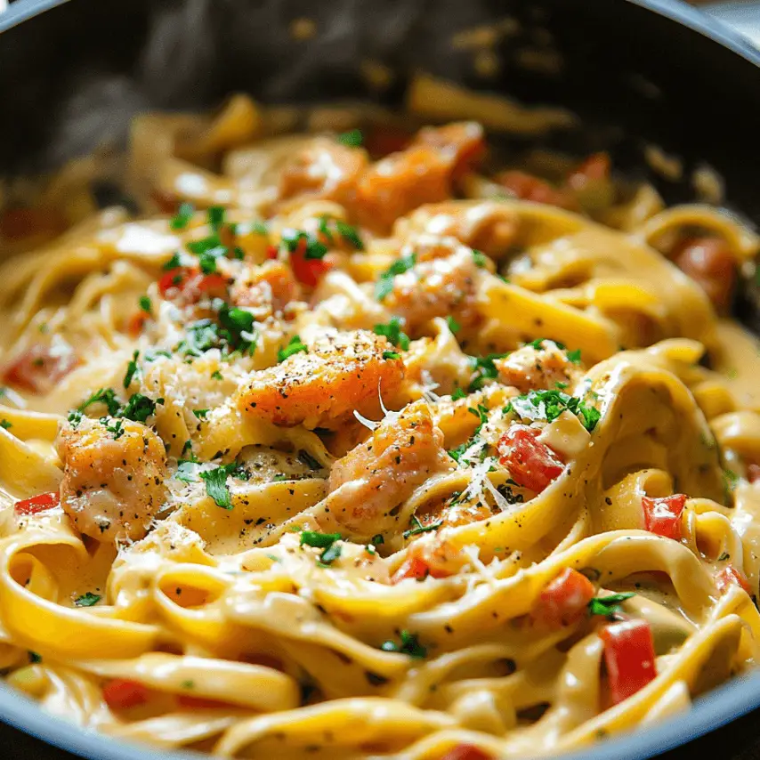 Creamy Crawfish Fettuccine Pasta Dish