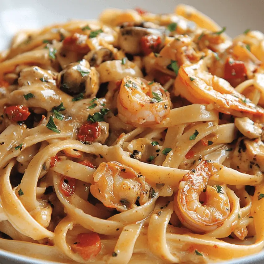 Creamy Crawfish Fettuccine Pasta Dish