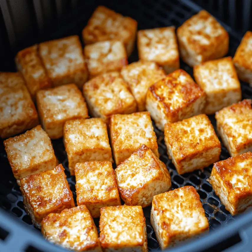 Crispy Air Fryer Agedashi Tofu Served with Tsuyu Sauce