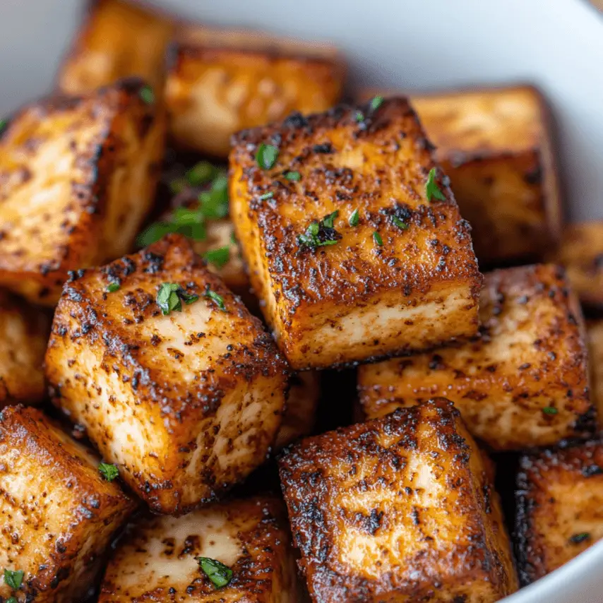 Crispy Air Fryer Agedashi Tofu Served with Tsuyu Sauce