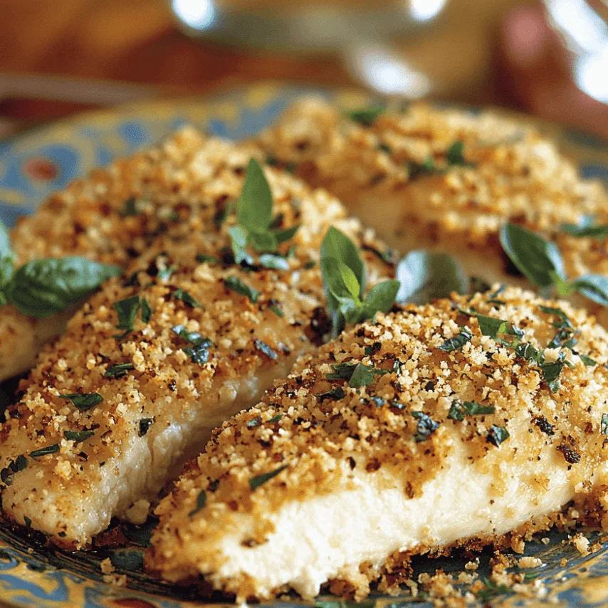 Crispy Parmesan Chicken with Garlic Cream Sauce