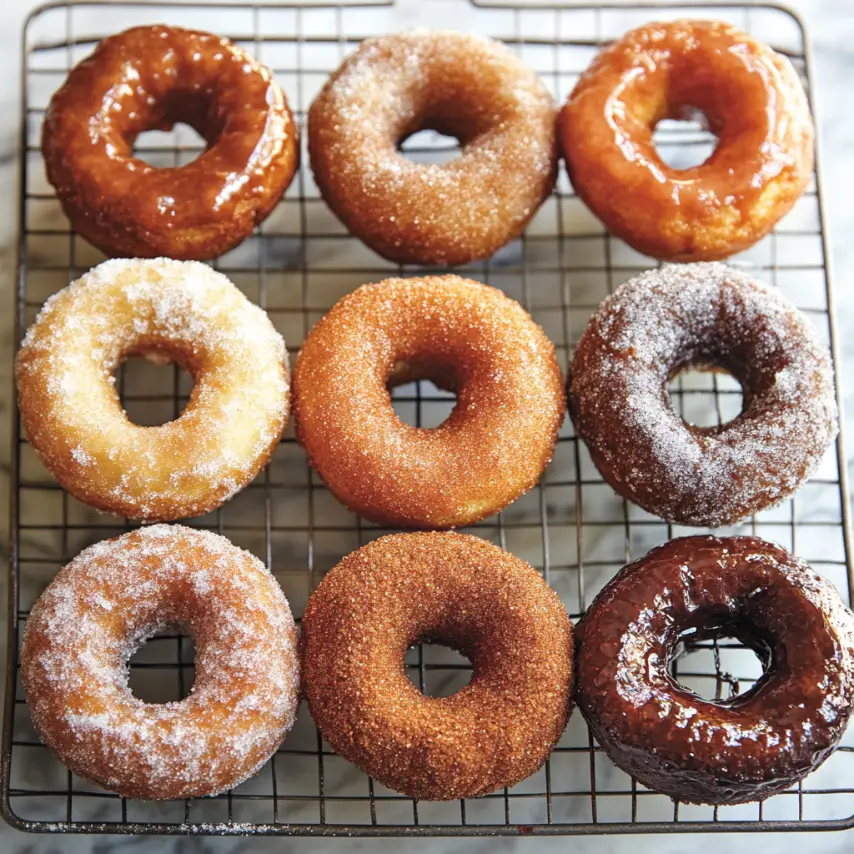 Freshly Glazed Sourdough Donuts on Cooling Rack